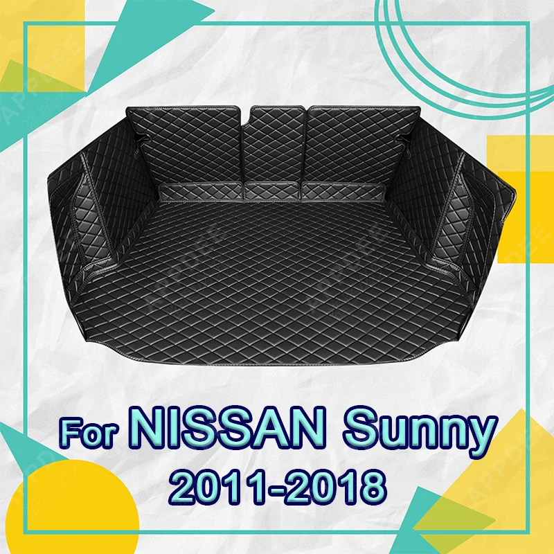 Auto Full Coverage Trunk Mat For Nissan Sunny 2011-2018 17 16 15 14 13 12 Car Boot Cover Pad Interior Protector Accessories