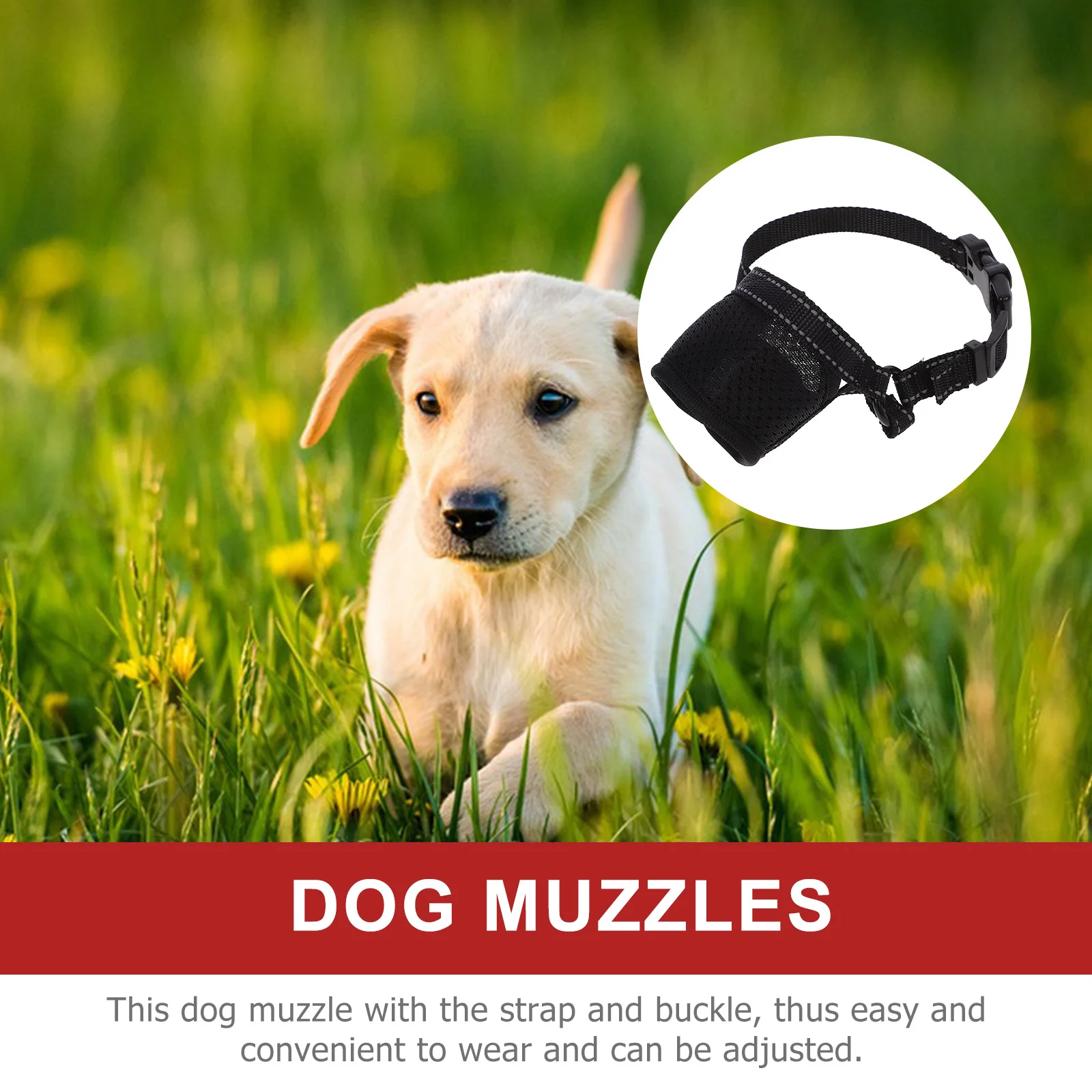 

Dog Muzzle Size M Anti-Biting Anti-Barking Adjustable Polyester Walking Dog Mask Breathable Mouth Cover for Outdoor Use