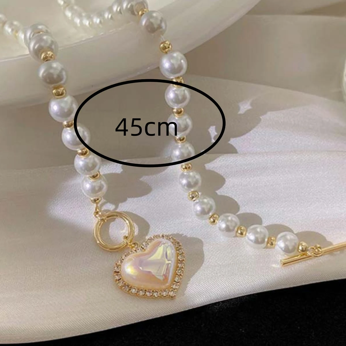 1PC Women\'s Fashion Imitation Pearl Peach Heart Pendant Necklace Jewelry Suitable for Date, Party, Festival Gift