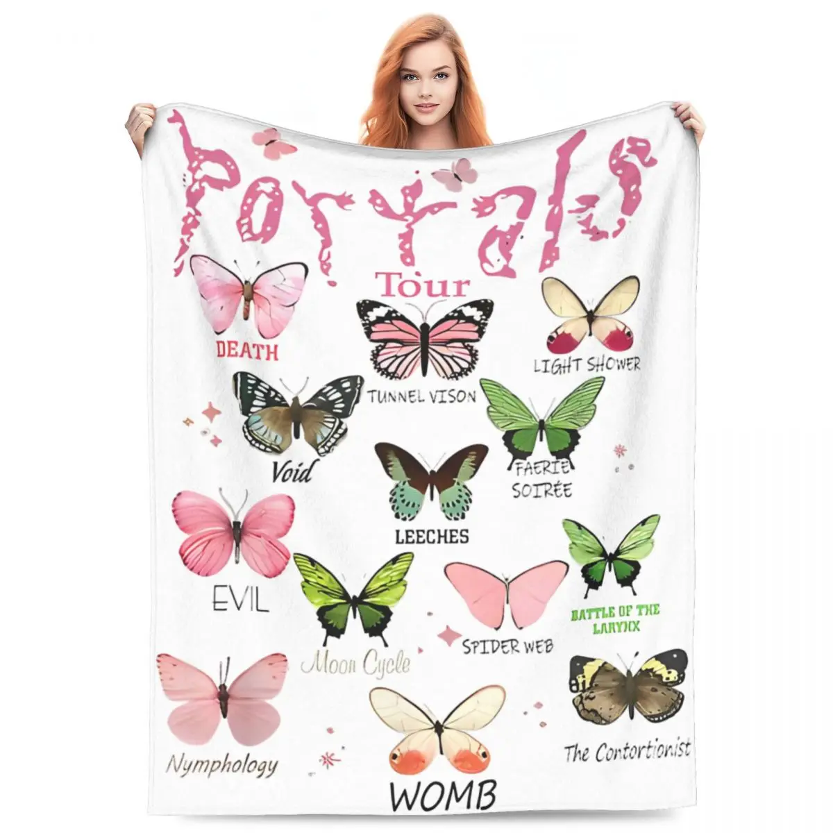 

Melanie Martinez Tour Portals Albums Butterflies Blanket Velvet Bed Throw Blanket Comfortable Ultra-Soft for Travel Bedspreads