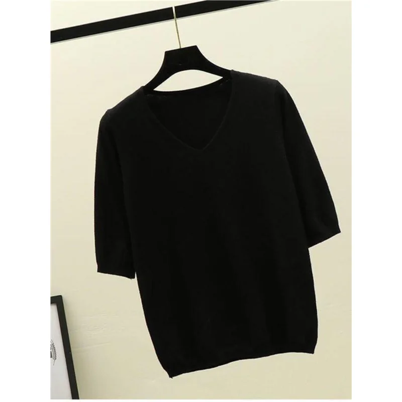 เสื้อถักไหมน้ำแข็งสำหรับผู้หญิง สไตล์สปริง/ออทัมน์ รุ่นใหม่ ทรงหลวม บางเบา คอวี เหมาะสำหรับใส่เป็นเสื้อนอกในฤดูร้อน ใส่ได้ทุกฤดู