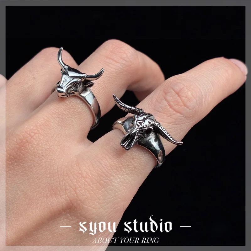 2026 New Vintage Skull Taurus Ring Bull Animals 316L Stainless Steel Cool Unisex Gift Unique Gothic Jewelry Wholesale Fashion