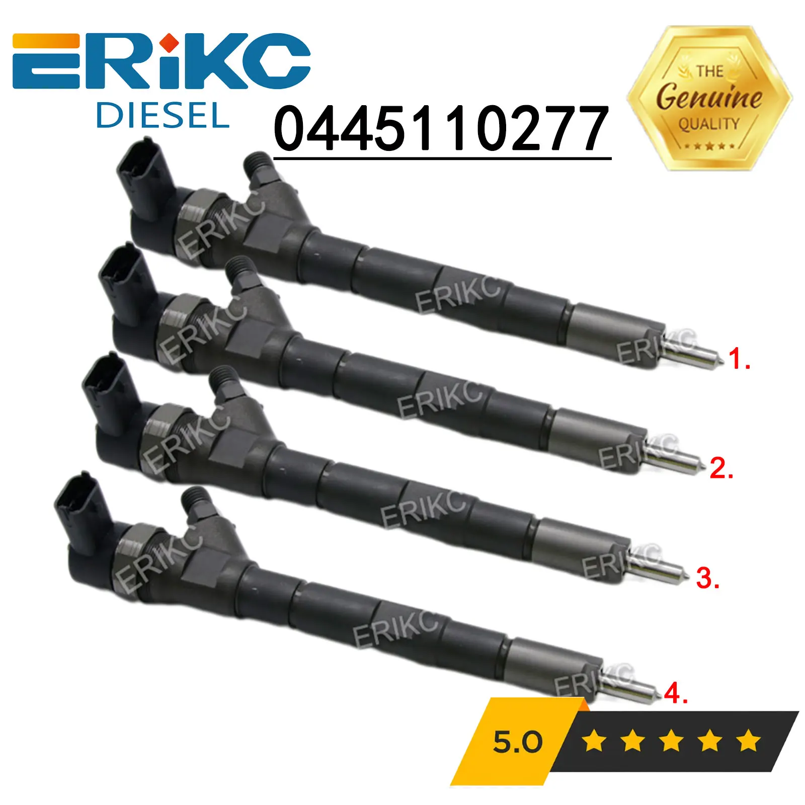 4PCS 0445110277 Diesel Fuel Injection 0 445 110 277 Common Rail Injector Nozzle 0445 110 277 for BOSCH HYUNDAI KIA 33800-4A600