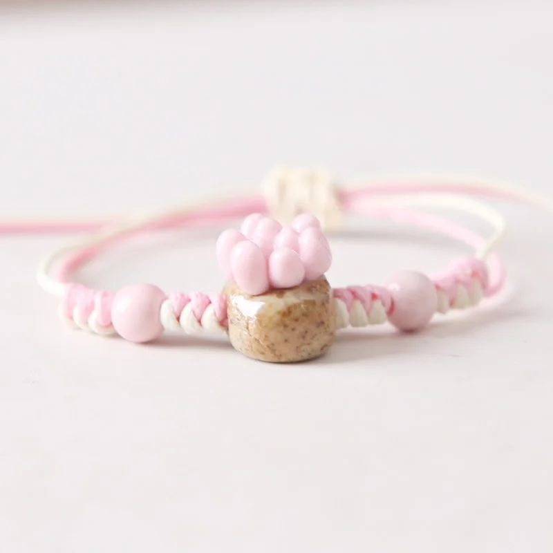 New Fashion Lovely Handmade Ethnic Knitted Ceramic Beads Small Bell Bracelet for Women Girls Lovers Date Gifts