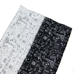 ViapHia 100% Cotton Animal Friends Series Printed Cotton Fabric Sewing Cloth Dress Textile Tissue