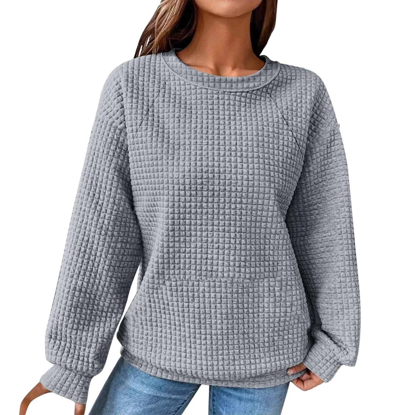 Jersey de manga larga a la moda para Mujer y sudadera de Color sólido, Ropa de invierno, Tops para Mujer, Ropa para Mujer 2025