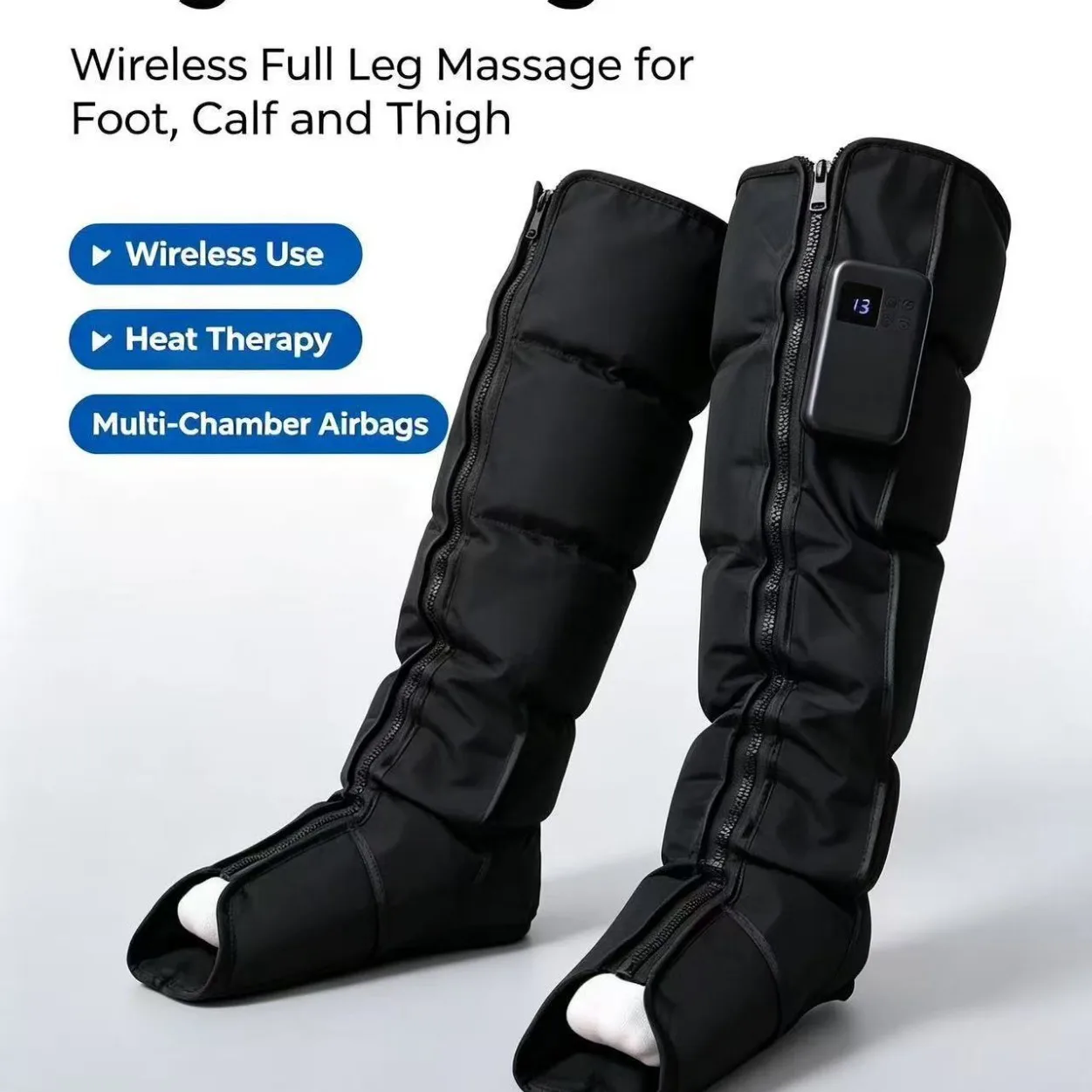 2026 New Air Compression Leg Massager, Air Boots for Calf Thigh Foot, 3 Intensity Modes Air Wave Massage
