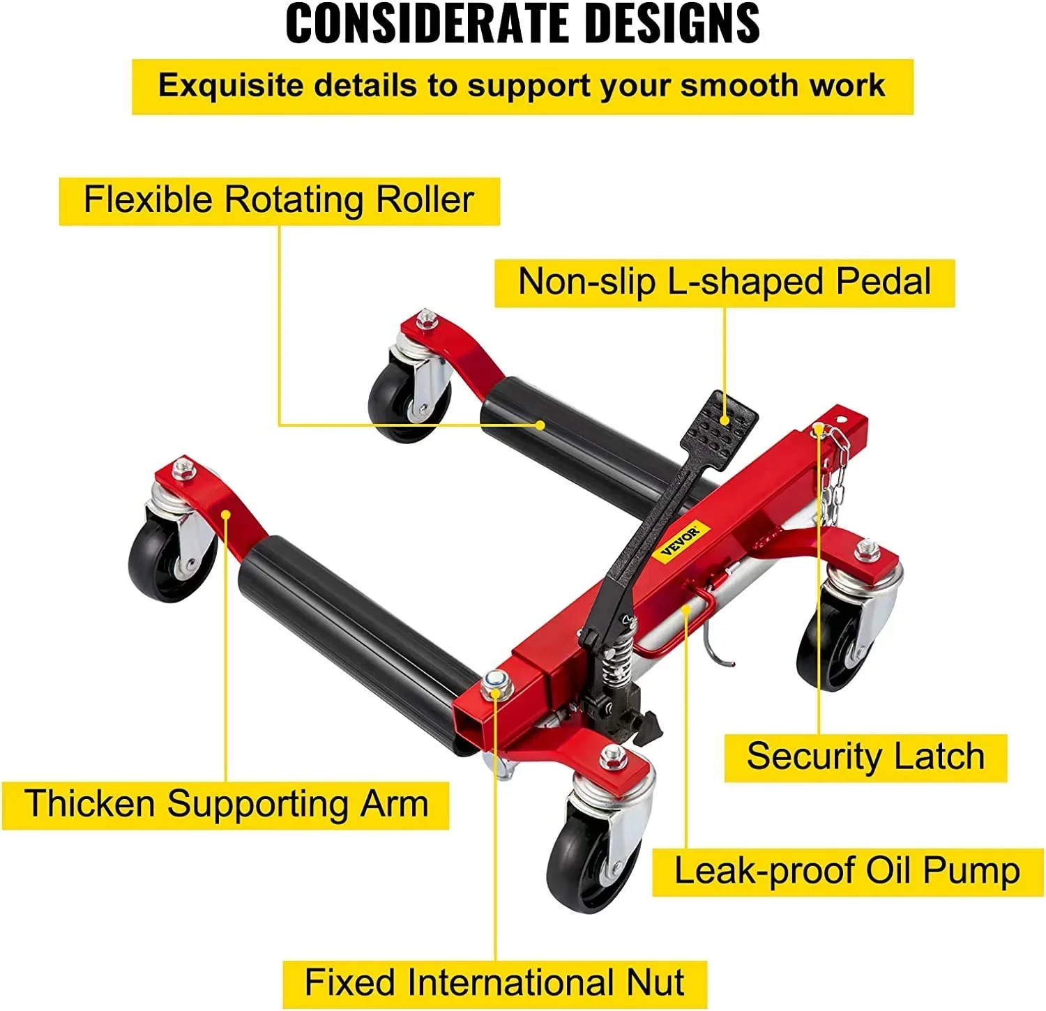 Hydraulic Car Mover, 12-inch Aluminum Tube, 1500lbs, Small and Easy To Carry, Vehicle Handling, Pedal Type, Multi-scene Use