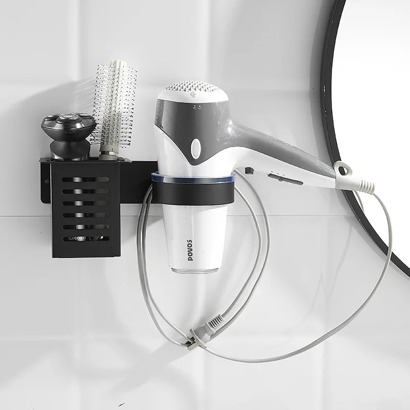 Bohrfreier Wandhalter für Haartrockner - Platzsparende Klebehalterung für Föhn, Lockenstab und Haarstyling-Geräte