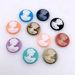 Onebeading 20mm Flat Back Resin Beauty Round Cameos Cabochons For Blank Base Bezel Settings DIY-Accessories 20pcs K06023