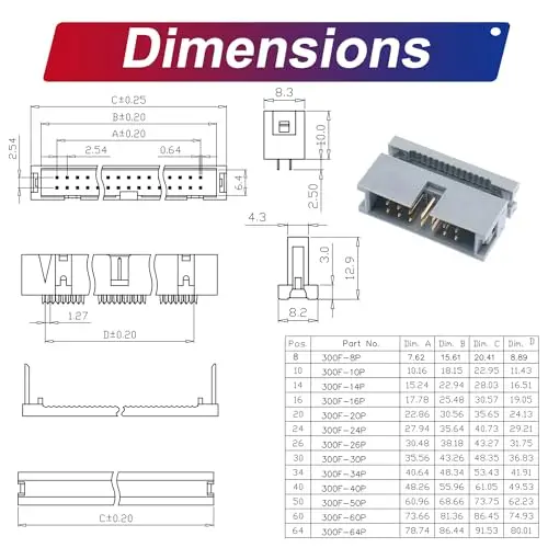 Cavo a nastro piatto IDC da 2.54mm, cavo di prolunga IDE da maschio a femmina a 14 Pin FC 30cm 3 pezzi (FM14-30cm-3Pcs)