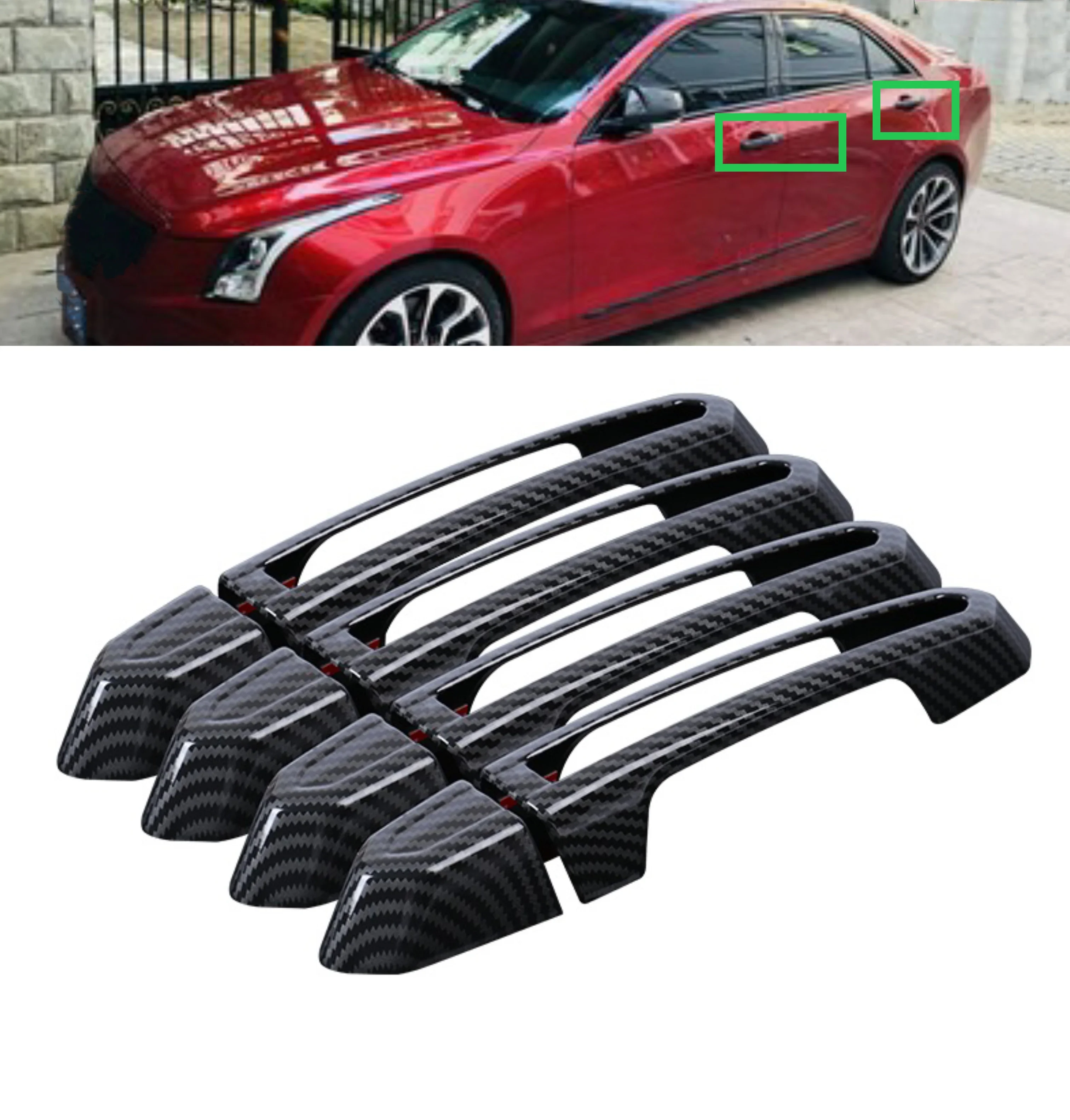 

8PCS Car Door Handle Cover Trim for Cadillac XT4 XT5 XT6 CT6 CT4 CTS ATS XTS 2013-2019 Exterior Look Styling Part Carbon Fiber