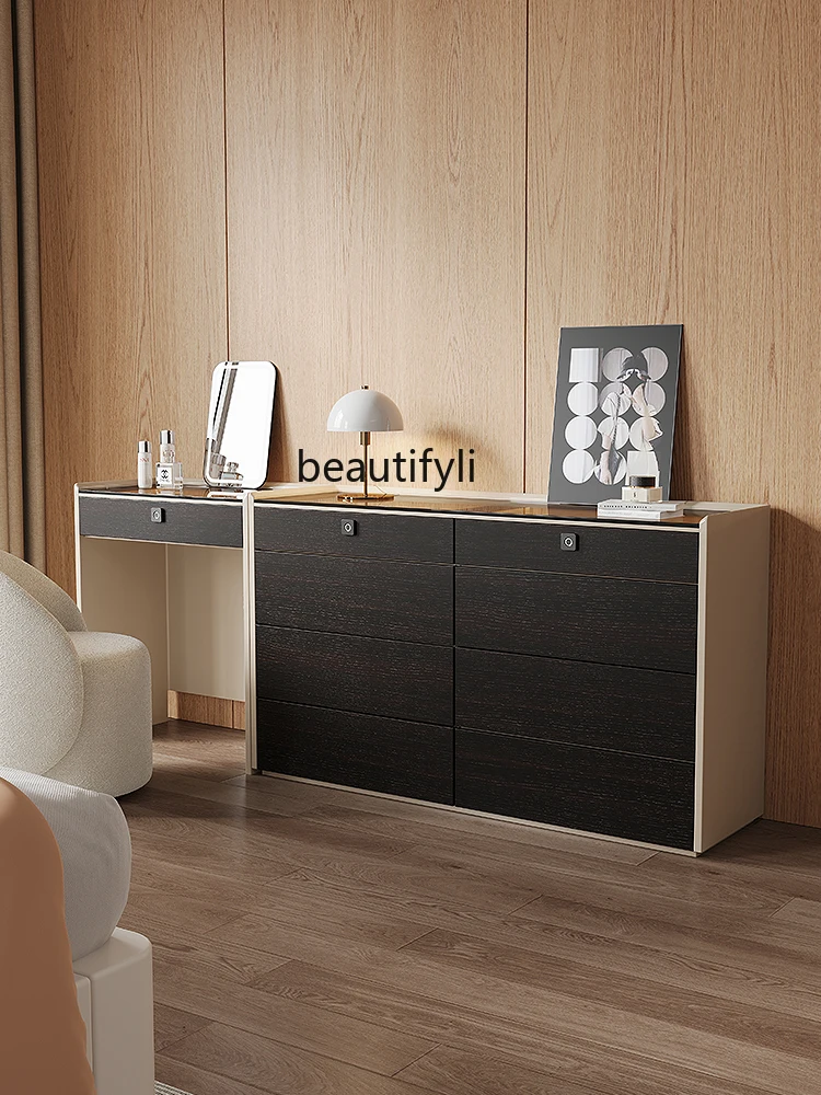 

Italian minimalist chest cabinet light luxury bedroom bedside jewelry cabinet modern minimalist storage chest dresser integrated