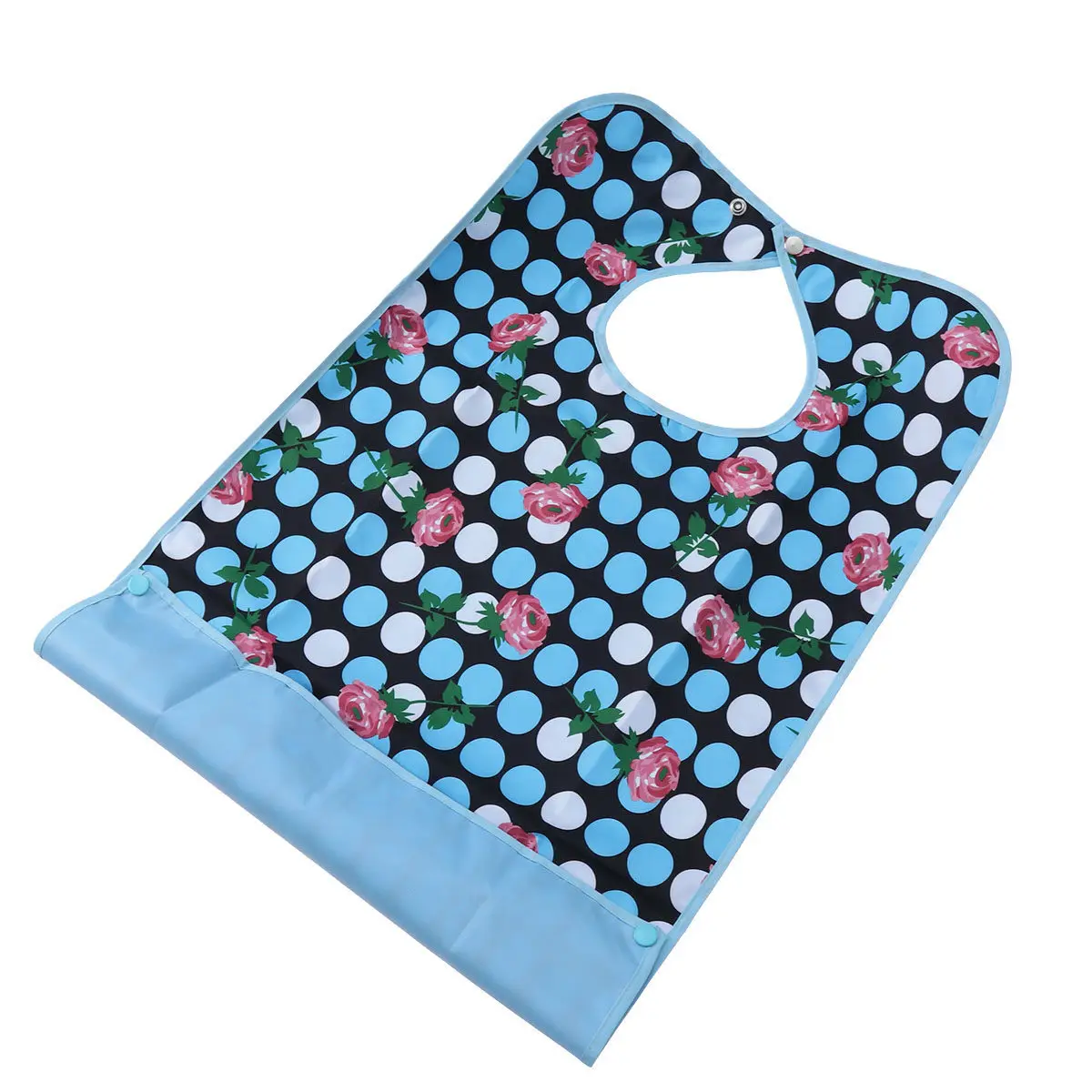 Double Layer Waterproof Adult Bib for Bedridden Convalescent Elderly with Dexterity Issues Mealtime Clothing Protector Absorbent