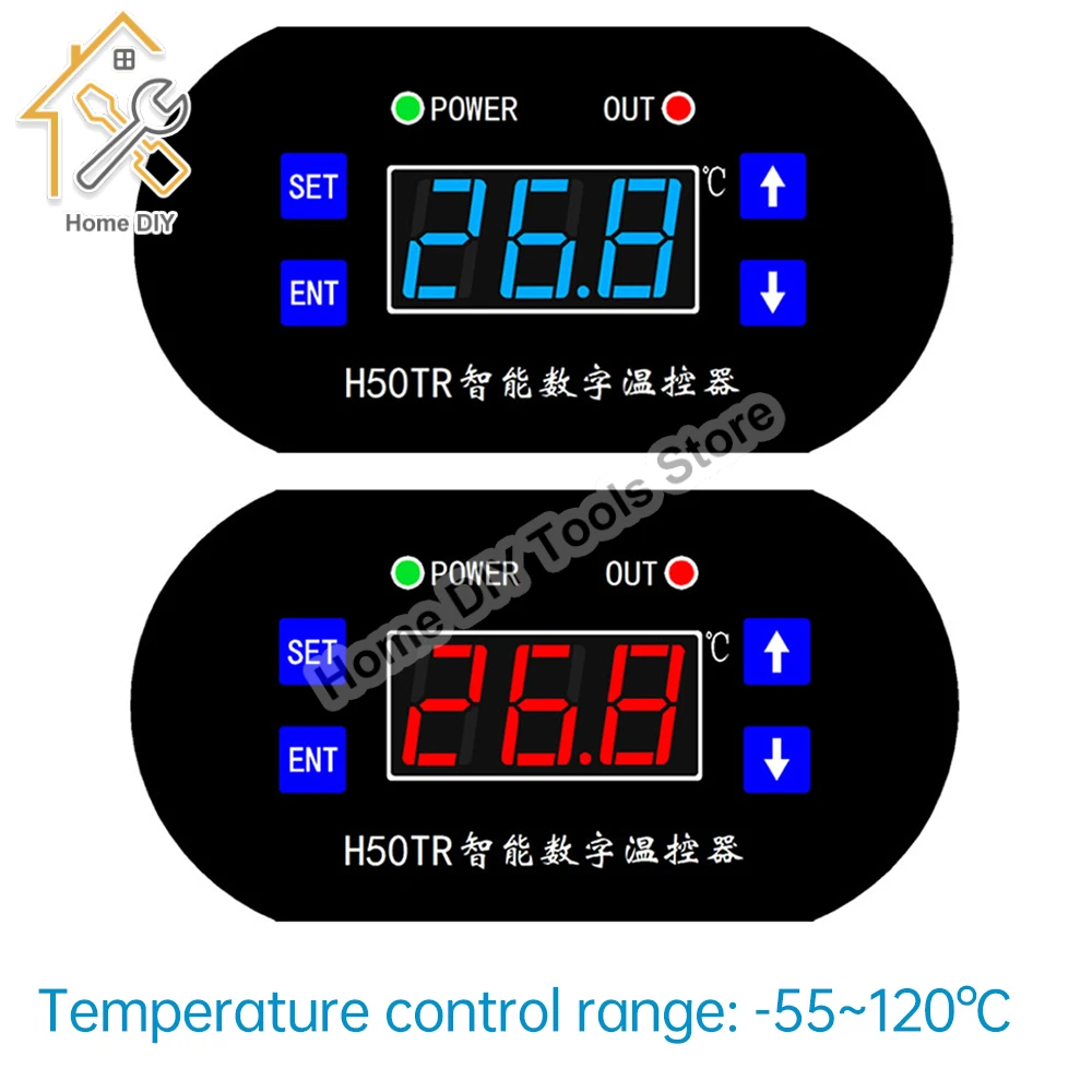 H50TR Wysokotemperaturowy cyfrowy kontroler temperatury LED Zestawy DIY DC 12V 24V 10A Wyjście przekaźnikowe Ogrzewanie Przełącznik chłodzenia NTC