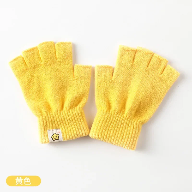 Черные перчатки без пальцев для женщин и мужчин, вязаные хлопковые розовые перчатки на запястье, зимние теплые рабочие варежки для тренировок, новые