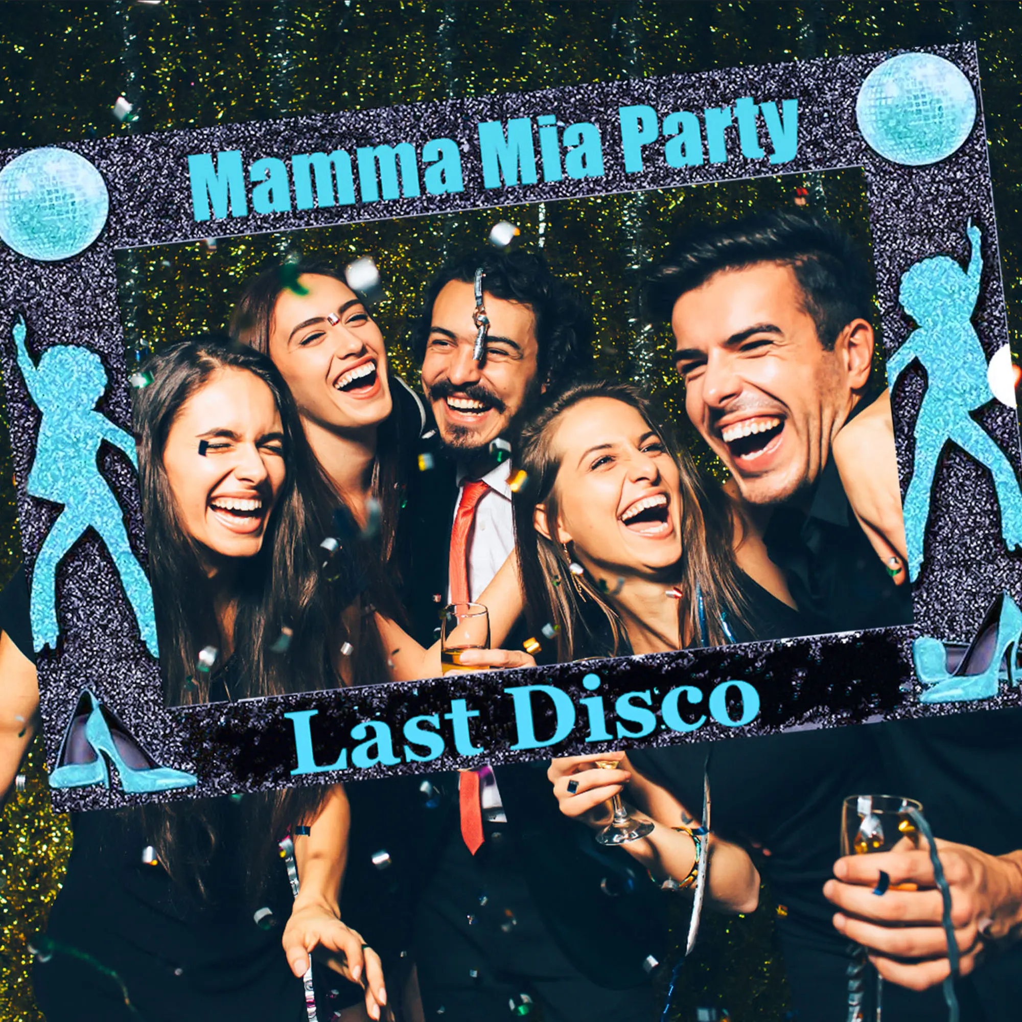 LaVenty Disco Party Photo Booth Props You are the dancing Queen Party Photo Booth Props 70s 90s Style Happy Birthday Disco Photo