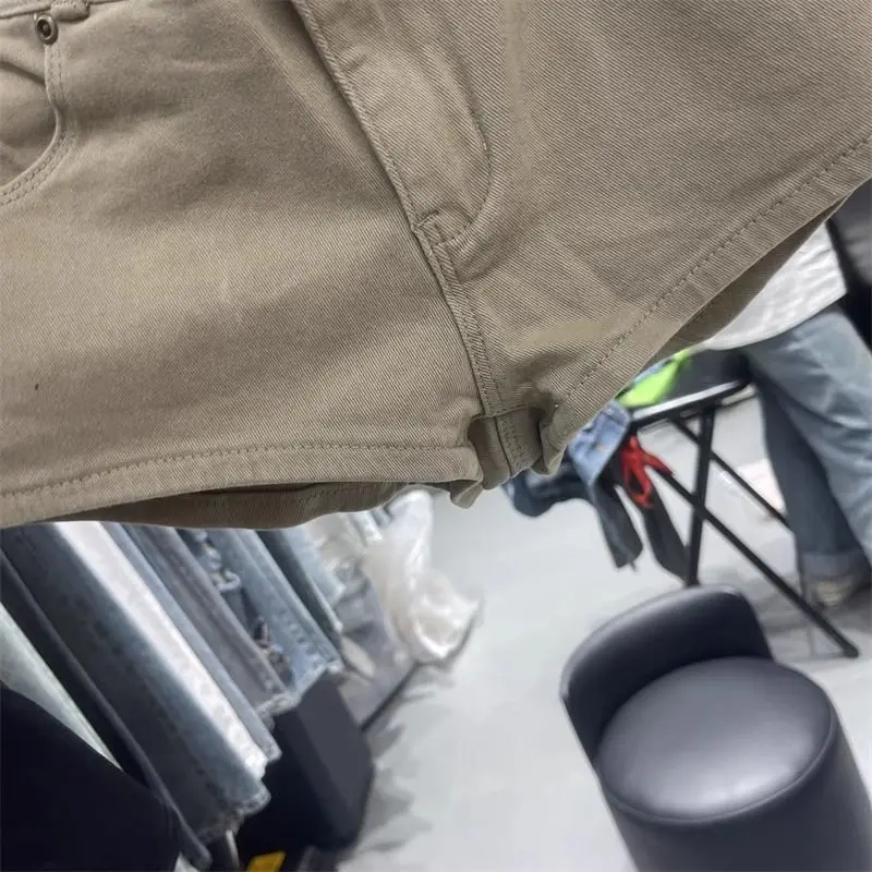 Pantalones cortos Y2k de color caqui ajustados de cintura alta para mujer, novedad de 2025, pantalones cortos Retro con palabra A y cadera