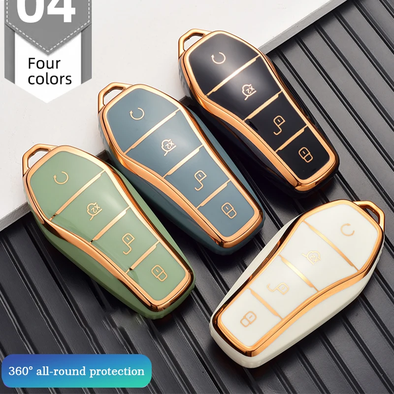 Car Key Bag For BYD Song PRO Han EV Max Tang DM 2025 Qin PLUS Keyless Protector Shell Auto Keychain TPU Car Key Case Cover Fob