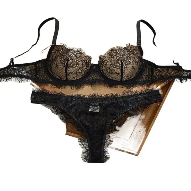 

Bikini Embroidered Sexy See-Through Lace Push-Up French Lingerie Set Bra