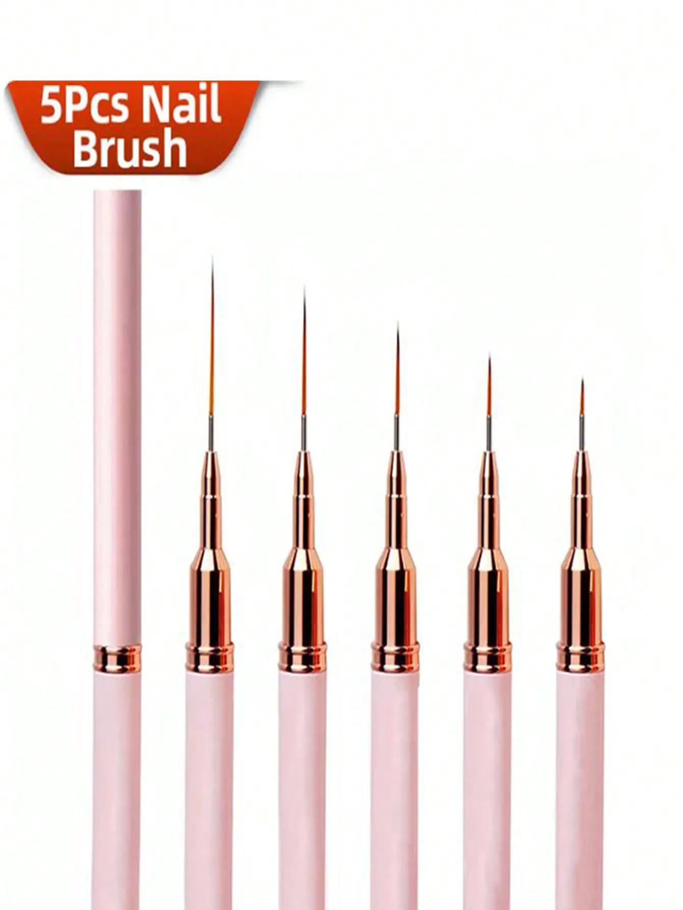 

5pcs French Nail Art Painting Brush Kit, Nail Lining Brush Set With UV Gel Nail Brushes