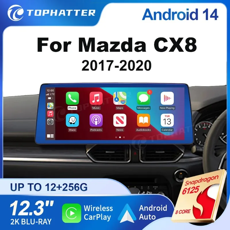 

for Mazda CX-8 2017-2020 Multimedia Radio Player QLED 2400*900P Car Touch Display Screen GPS Navi WiFi Carplay Android Auto