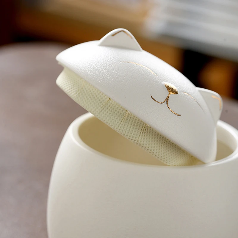 

Porcelain Cat Canister, Memorial Urn for Pet Ashes, Suitable for Cats and Dogs, Funerary Artifact
