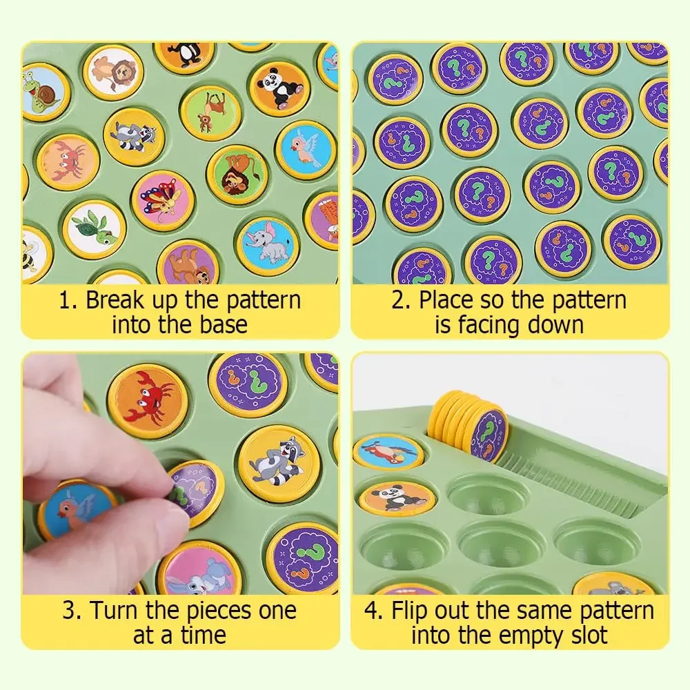 1PC zwierząt/owoce Flip szachy 54 karty pamięć gra w szachy Cartoon logiczne myślenie poznawcze nauka zwierząt szachy zabawki na imprezę dla dzieci