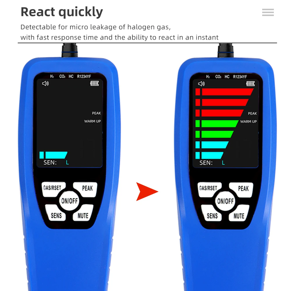 Imagem -03 - Detector de Vazamento de Refrigerante Analisador de Gás de Halogênio Cfc Hfc Hcfc Freon R134a Tester Alta Sensibilidade Sensor de Diodo Aquecido Ld200