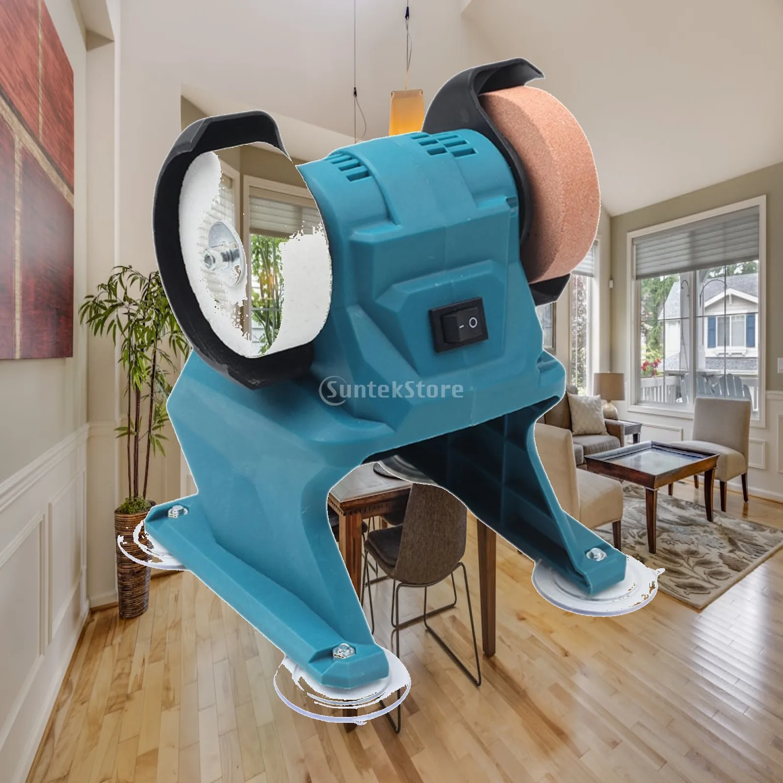 Mini Bench Grinding with Suction Cup Electric Benchtop Sander for Sharpening DIY Craft Farmhouse Edge Polishing