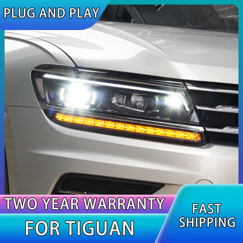 Car Lights For VW Tiguan L 2017-2021 LED Auto Headlight Assembly LHD RHD Dynamic Signal Lamp Bicofal Lens Tool Accessories