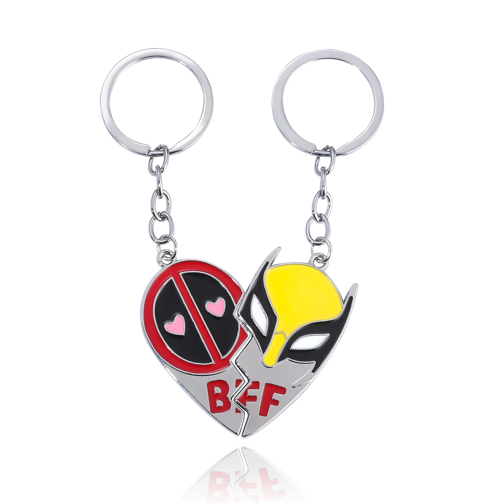 Ensemble de collier Deadpool et Wolverine Best Friends pour hommes et femmes, pendentif coeur fendu, collier porte-clés, bijoux Cosplay, Smile Hero