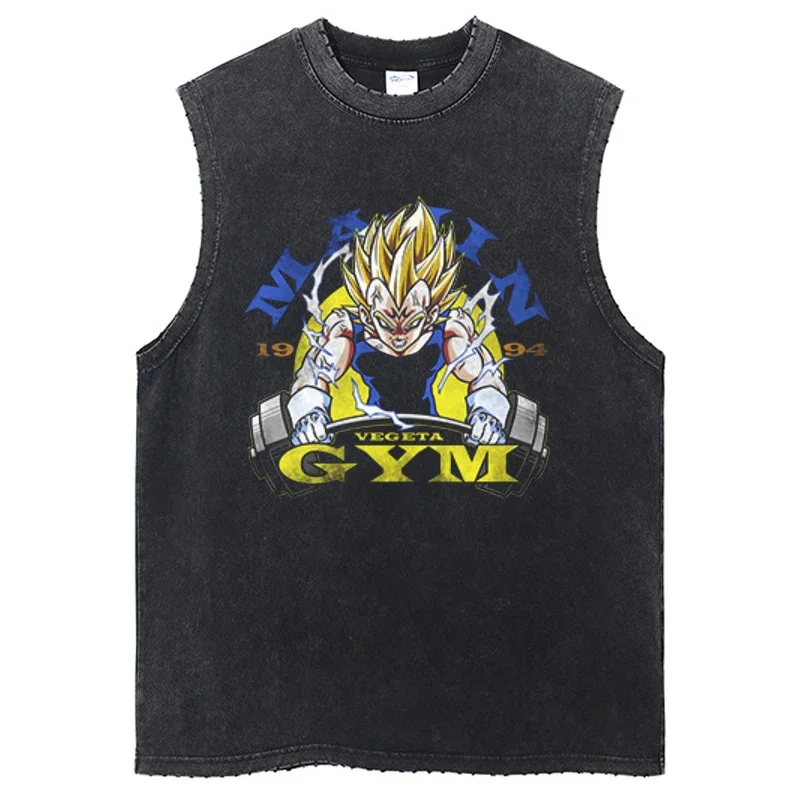 Vintage Sports Tank Tops Dragon Ball Anime Gym Sleeveless Tshirt Streetwear Sleeveless Graphic Harajuku Cotton Vest T-Shirts