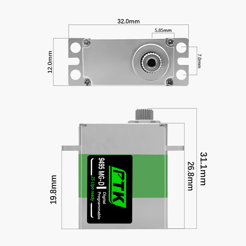 PTK 9495 servo MG-D 20g Digitális servo Fém fogas számára EPO Síkfelület Vitorlázógép RC manöken kocsi Helikopter Léghajó Gépember