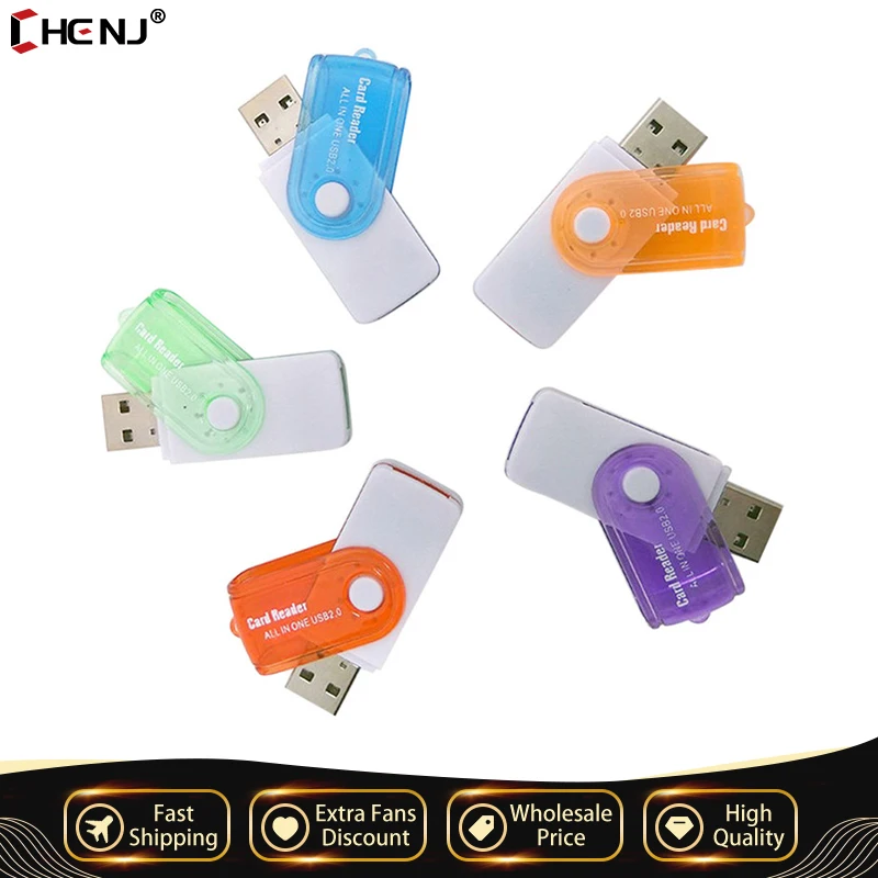 1pc Universal 4 in 1 USB Memory Card Reader For MS MS-PRO TF Micro SD High Speed Multifunction USB 2.0 Random Color