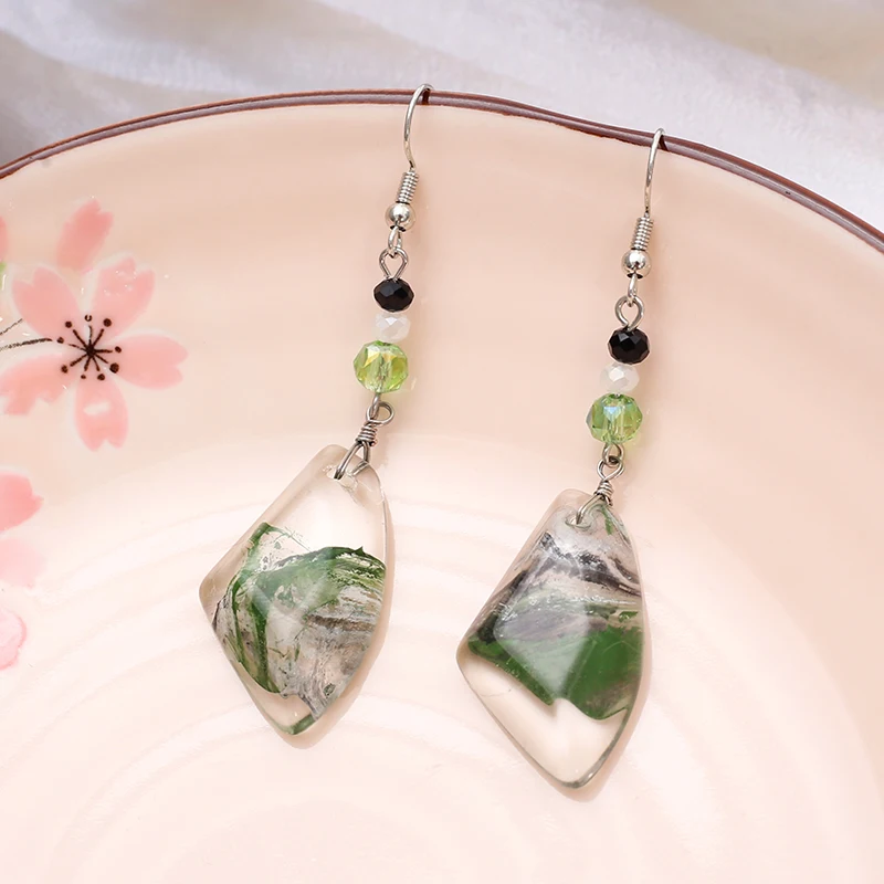 Transparente Tropfenohrringe für Damen, luxuriöse Kristall-Handarbeit, kunstvoll verflochtenes Design, Vintage, geometrische, unregelmäßige Form, Schmuck für den täglichen Gebrauch. – Detail 13