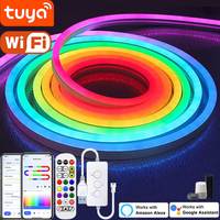 TUYA Neon LED Strip Lights 5V 72LEDs/M Silicone Neon Rope Light with Music Sync RGBIC Dreamcolor Chasing Strip Tape for Room