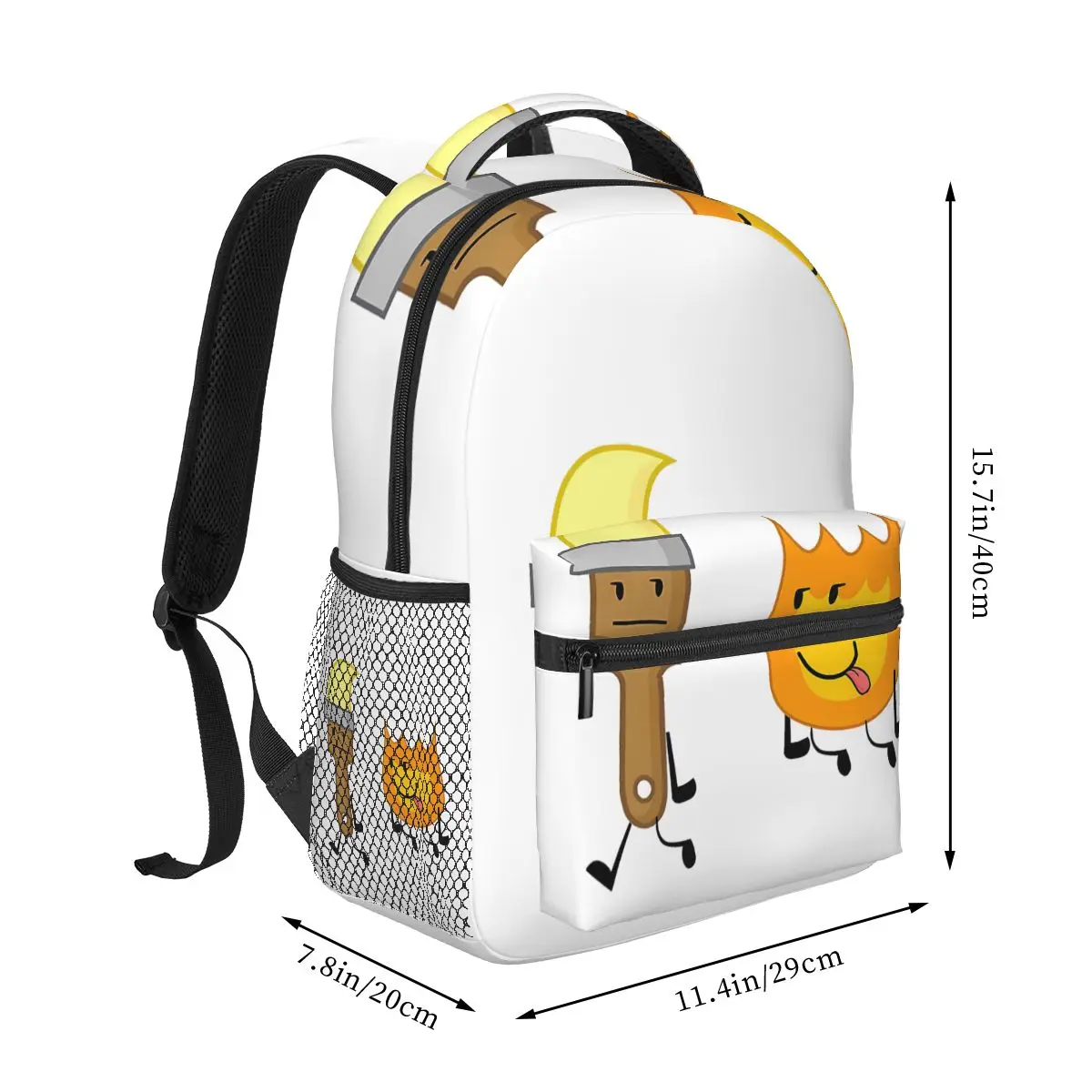 BFDI Inanimate Insanity , All Characters 5 Student Backpack Hiking Travel Daypack for Men Women Fashion Bookbag Shoulder Bags