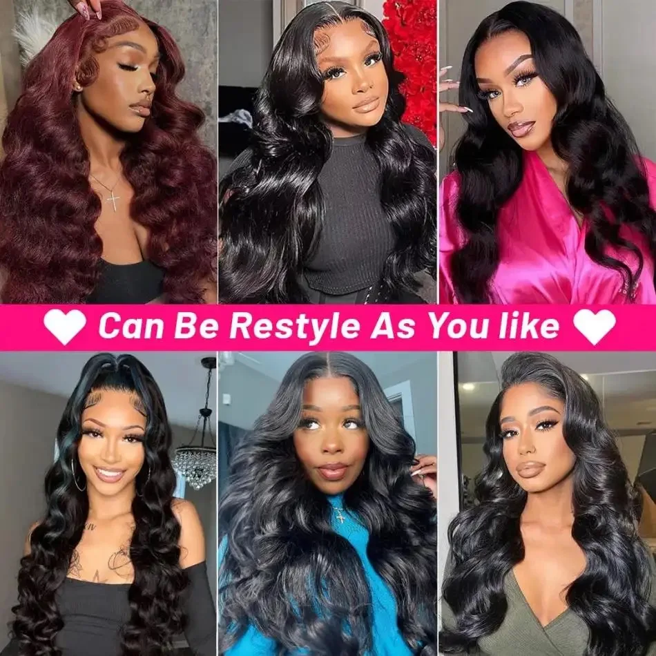 250 Density 30 40 Inch Loose Wave Black Color Synthetic Soft 13x6 13X4 HD Body Wave Lace Frontal Wig For Black Women Prepucked Bleach Knots Glueless Wig Daily Party view 6