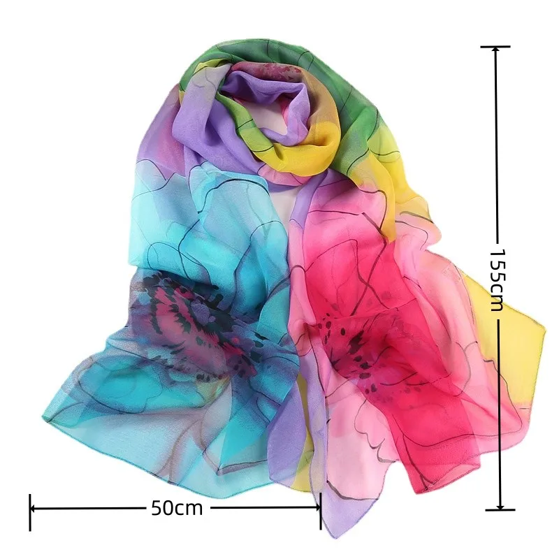 50*160CM New Women\'s Georgette Long Silk Scarf Scarf Wholesale Petanque Scarf