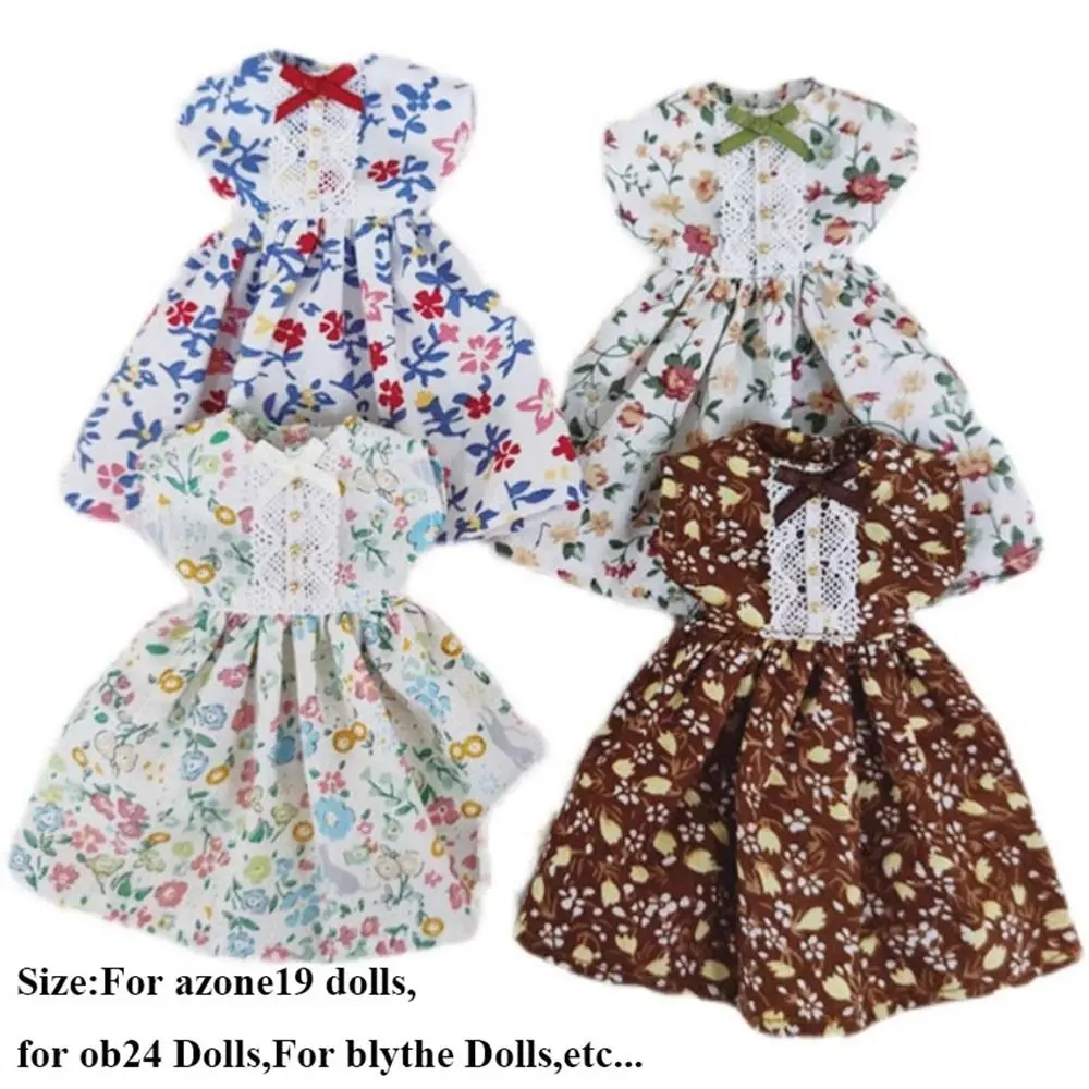 ชุดเดรสลายดอกไม้สไตล์เจ้าหญิงแฟชั่น พร้อมอุปกรณ์ตกแต่งน่ารัก กระโปรงดอกตูม ชุดตุ๊กตาขนาดเล็ก สำหรับตุ๊กตา azone ob22/24/27
