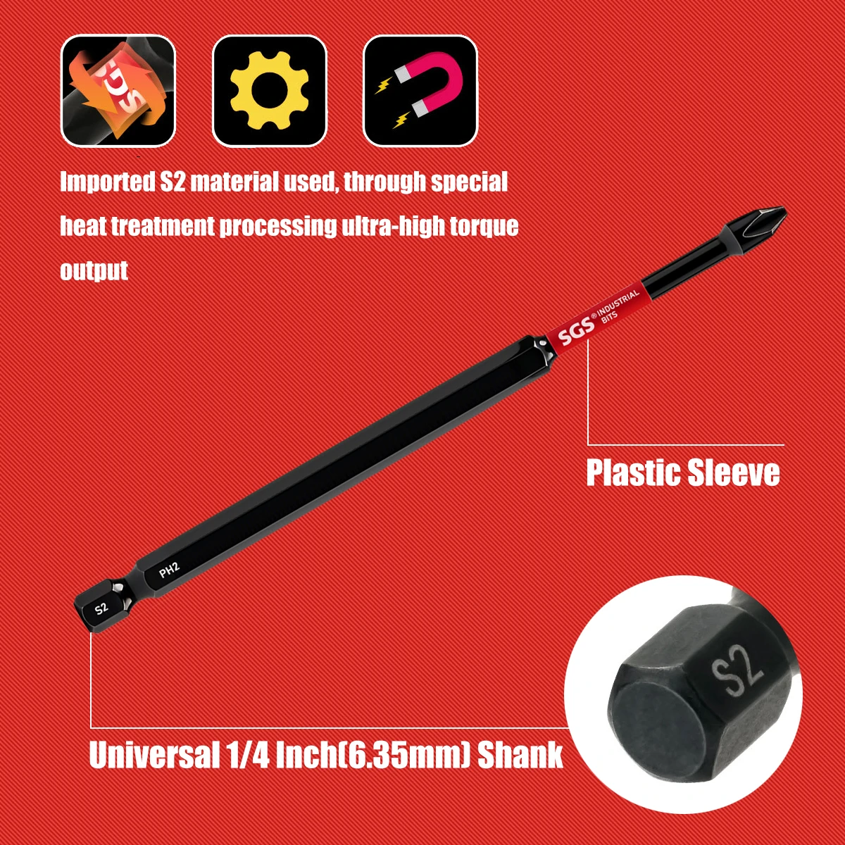 Uniwersalny bit udarowy Titan Impact Ph2 z magnesem, przedłużona długość 150 mm, stal S2 o wysokiej wytrzymałości, uniwersalny trzpień sześciokątny 1/4 cala, kompatybilny z wkrętarkami elektrycznymi i wiertarkami, specjalistyczny zestaw narzędzi do montażu mebli / napraw samochodowych. — zdjęcie 6