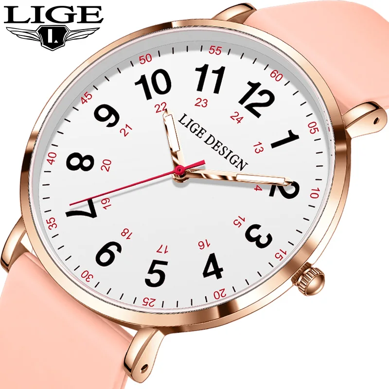 LIGE Quartz Watches for Women Ultra-Thin Ladies Luxury Fashion Women's Wristwatch Luminous Silicone  Reloj Mujer Bracelet Clock