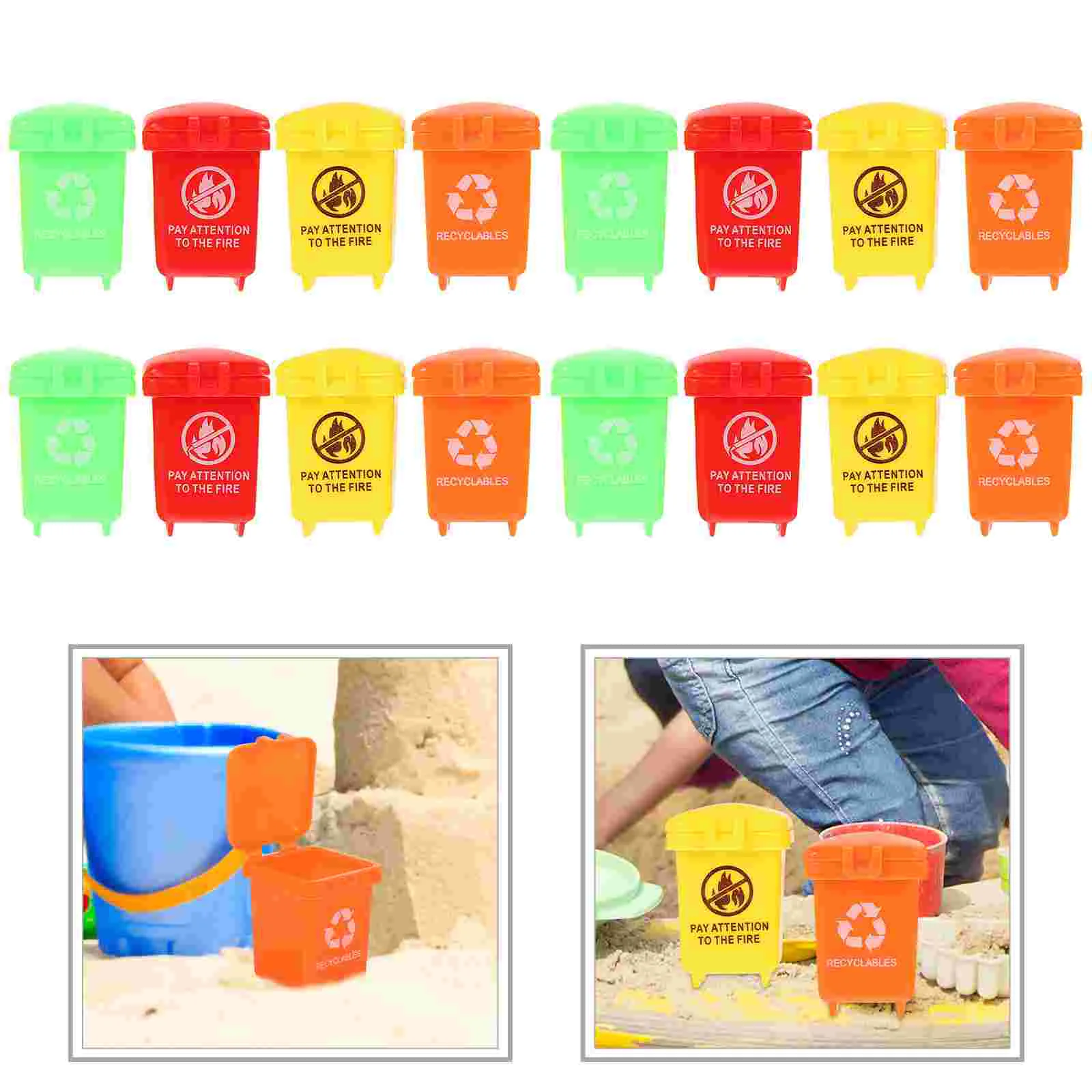 20 Pcs Mini Trash Can Garbage Sorting Toys Small House Cans Miniature Bin Model Plastic Classification Material Cognition