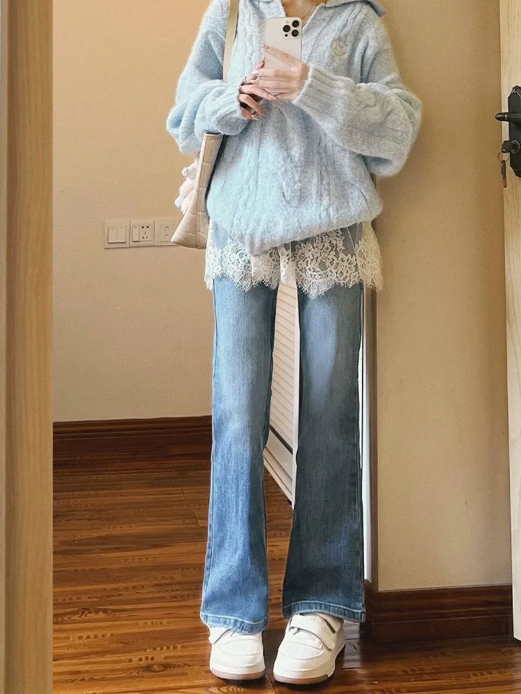 

Женская юбка с высокой талией и кружевом, базовая, в европейском и корейском стиле, для офиса, без вышивки, А-силуэт