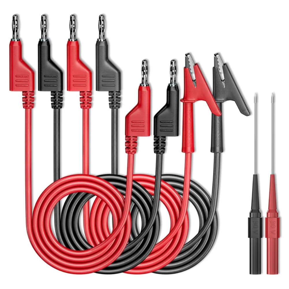 6-Piece Test Wire Set for Multimeters with Insulated For alligator Clips Banana Connectors and 0.7mm Probing Tips