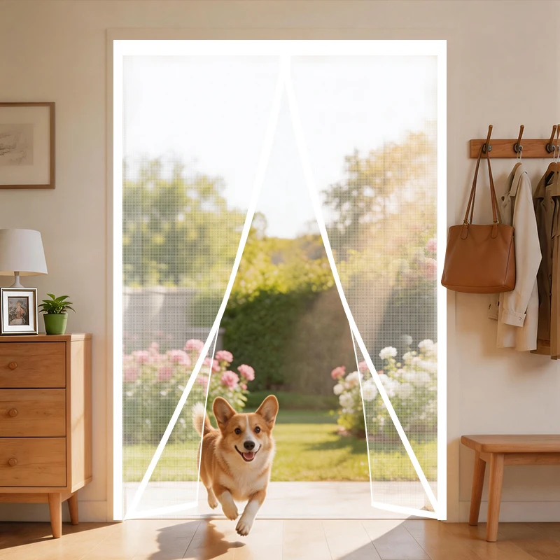 Summer Non-Piercing White Home-Style Bedroom Magnetic Thickened High-Definition Garden Mosquito-Proof Curtain