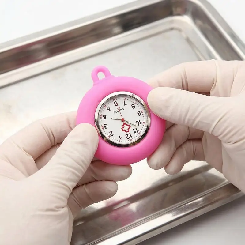 

Nurse Doctor Unisex Colourful Silicone Pocket Watches Clock Head Face Parts For Badge Reel Keychains Lanyards Key Rings Rope
