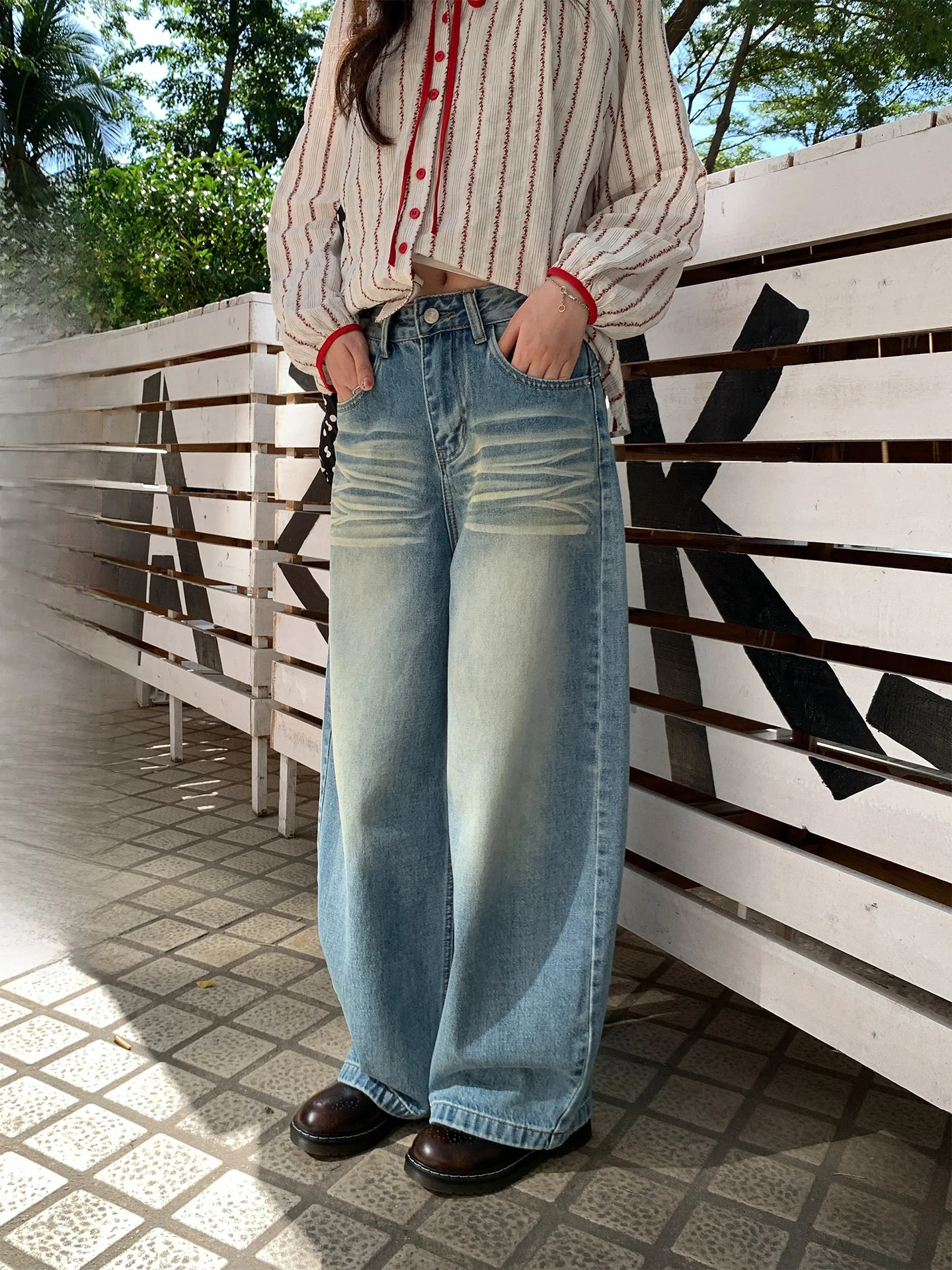 

Джинсовый комбинезон с высокой талией для женщин, корейский стиль, винтажный, весенняя новинка, повседневный, удобный крой