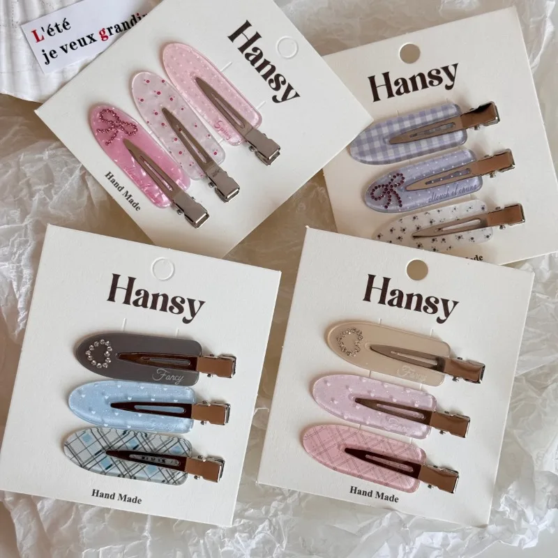 Korean sweet love rhinestone hairpin side bangs clip cute seamless clip hair hairpin headgear set